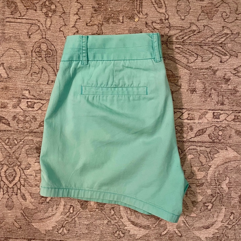 J. Crew Factory Light Blue Green Teal 4” Chino Broken-In Shorts, Size 4